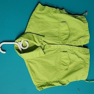 Green draw string crop shirt